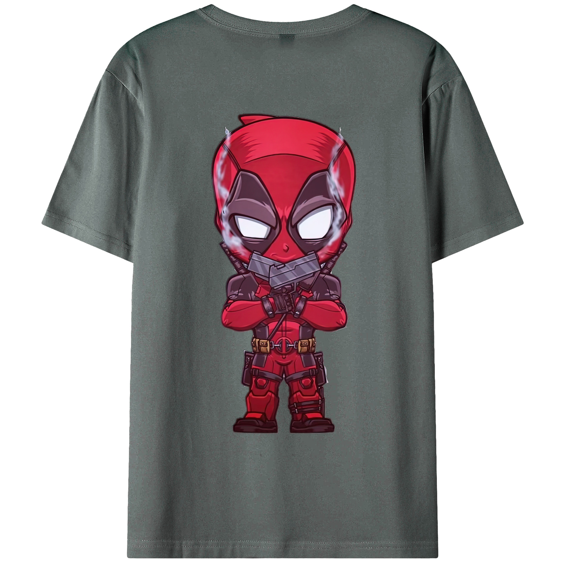 （画像用） Deadpool デッドプール 綿100％ メンズ半袖Tシャツ（バックプリント） 通気性